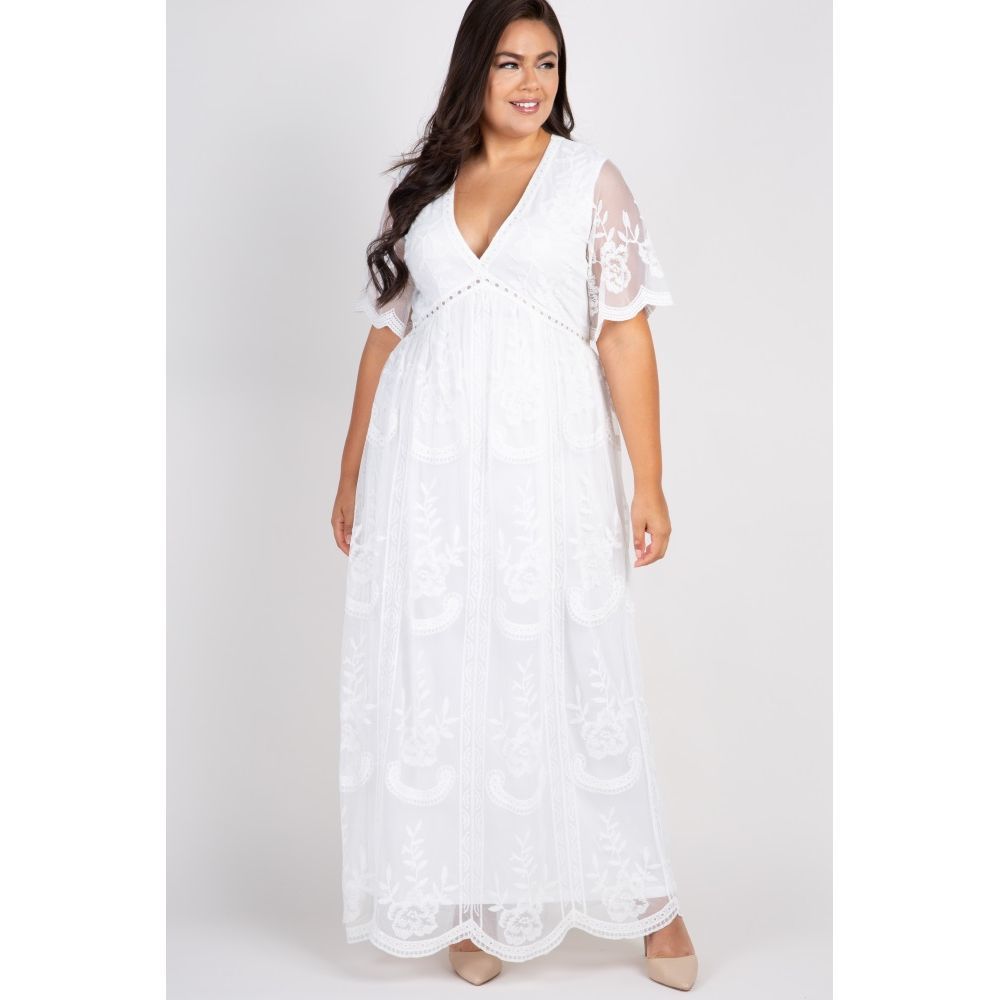 Pinkblush Maternity White Lace Overlay Maxi Dress